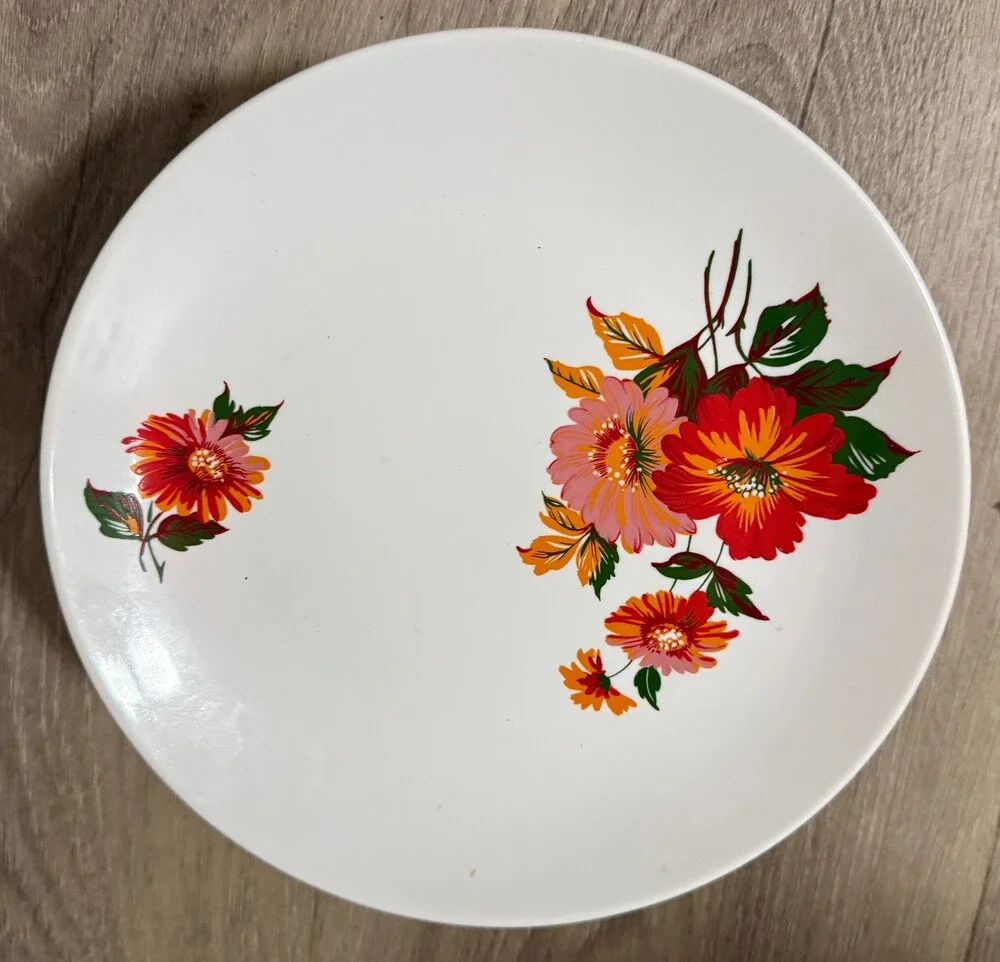 Naaman Porcelain Pedestal Cake Stand Floral Pattern Vintage Style Israel 9